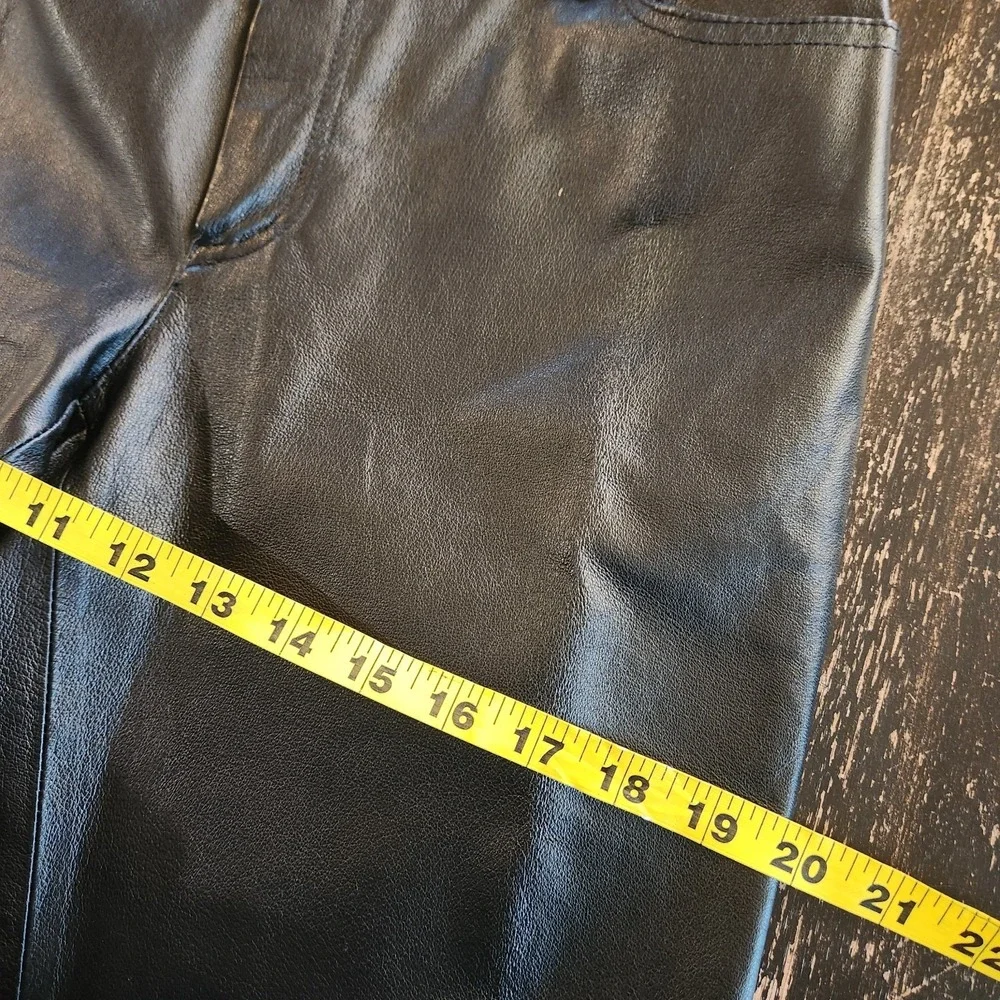 Vtg 90s Y2K Newport News 100% Leather Pants 6 Women Black 29x29 Moto Biker Lined